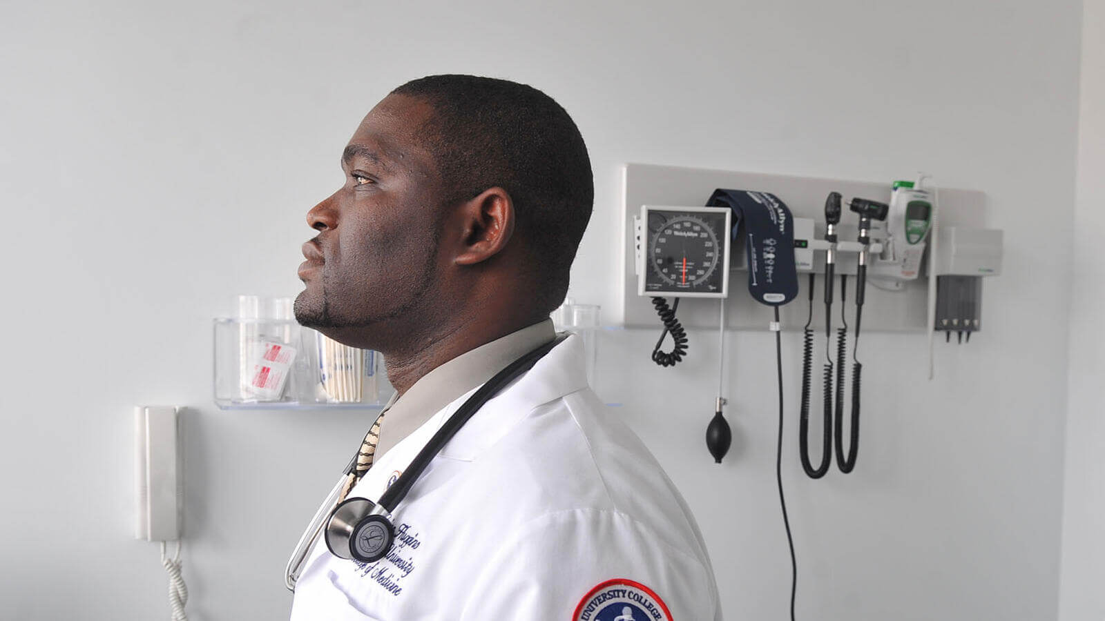 Doctor left side view