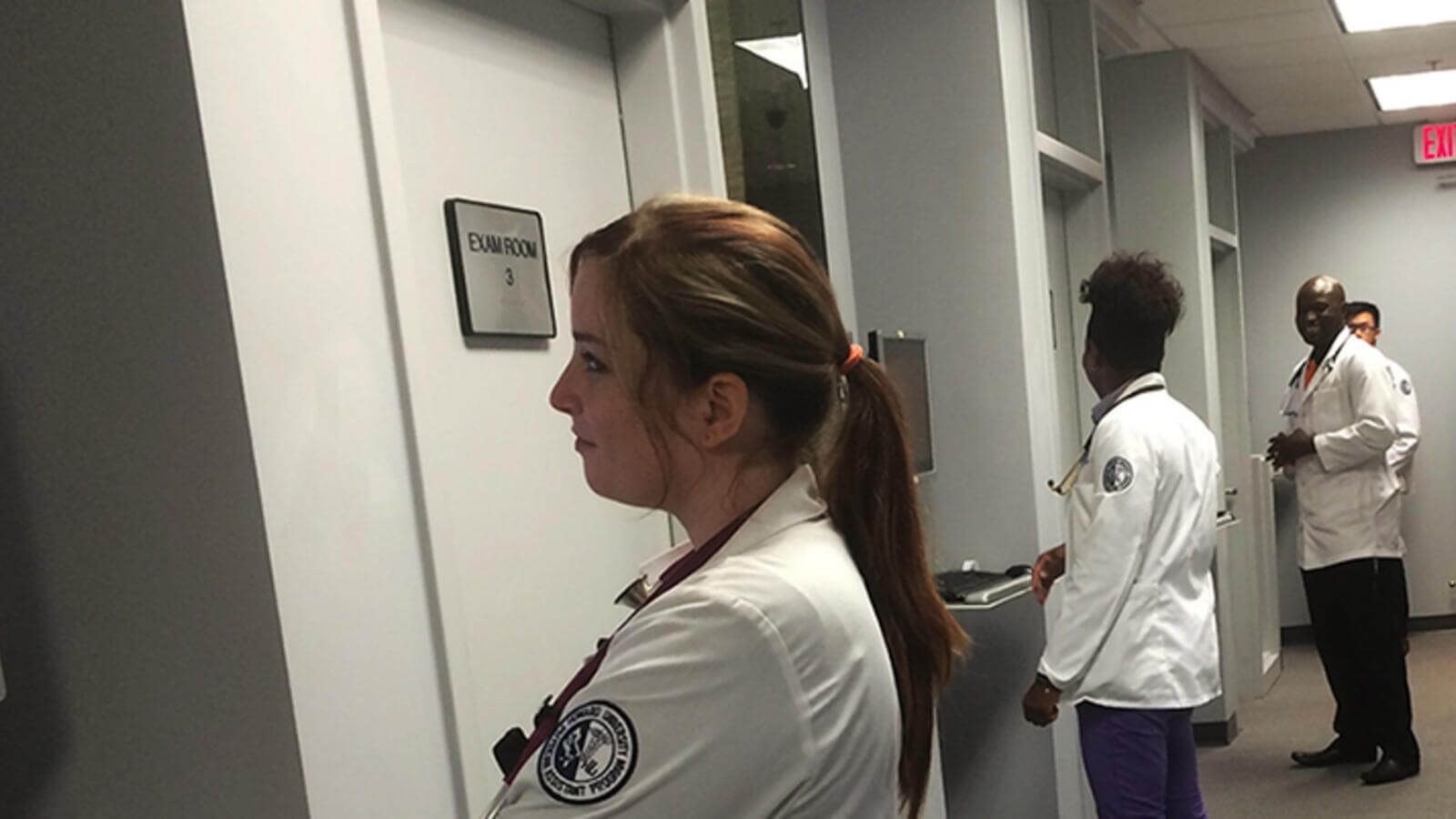 PA student in hallway