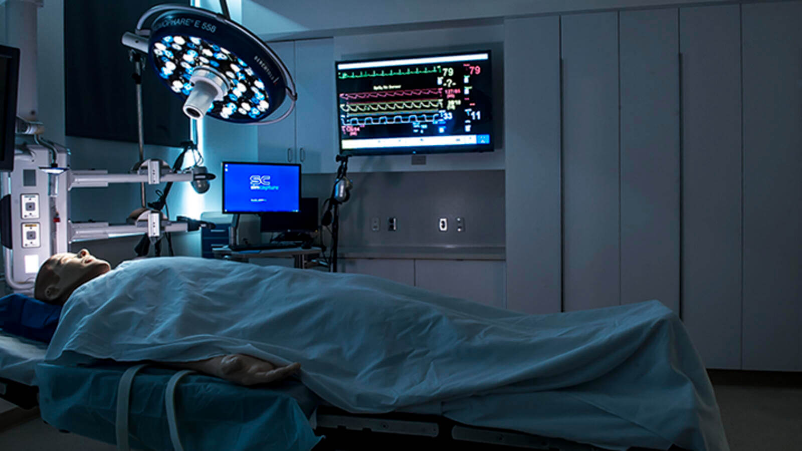 Manikin in a hospital room